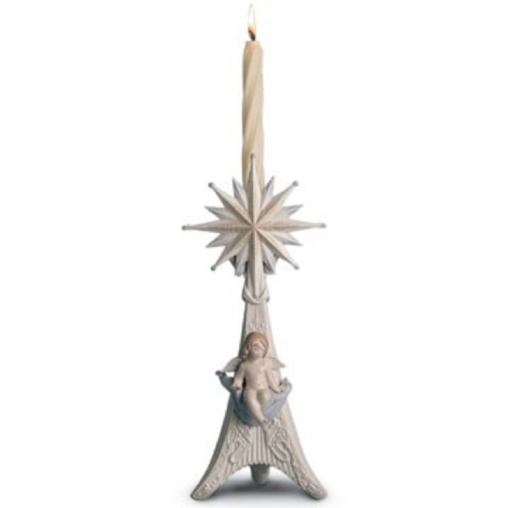 Lladro 6586 "Angelic Light" Candle Holder, Holiday Collection - MIB, RV$372